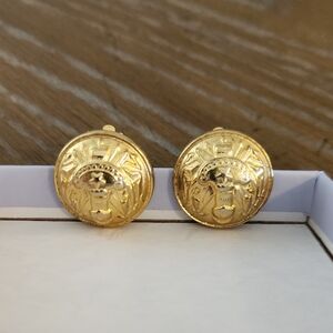 Carolee Gold Tone Button Clip-on Earrings